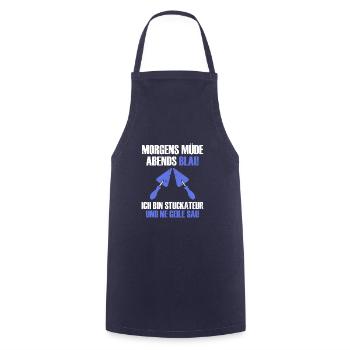 Morgens müde abends blau ich bin stuckateur - Kochschürze - Navy - Vorne - AI Model Male 185 dark (185cm)