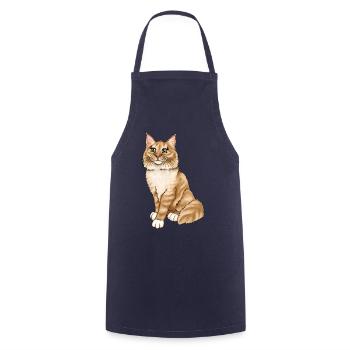 Rote Katze norwegische Waldkatze Illustration - Kochschürze - Navy - Vorne - AI Model Male 185 dark (185cm)