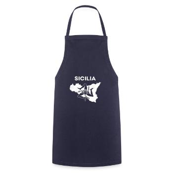 Sicilia Karte Palermo Italienisch Wappen Sizilien - Kochschürze - Navy - Vorne - AI Model Male 185 dark (185cm)