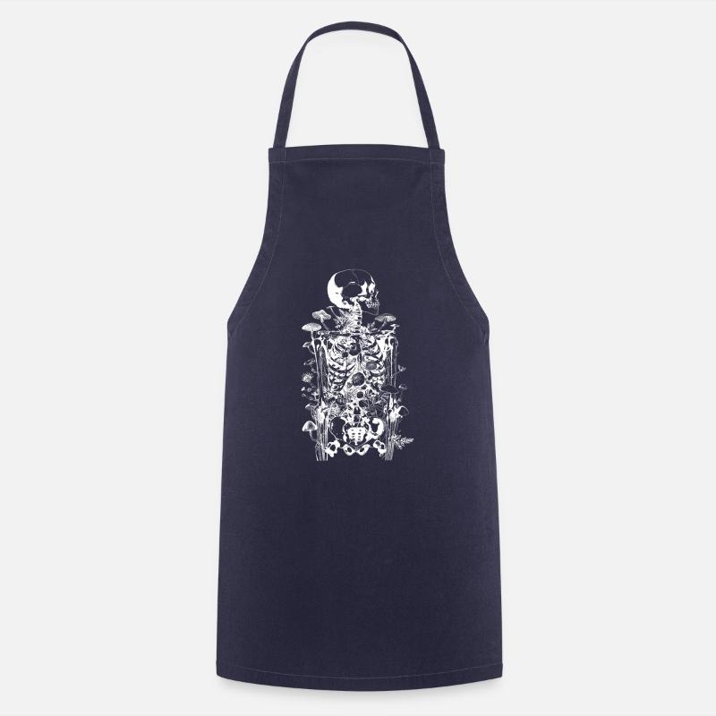Squelette de champignon d’horreur morbide - Joyeux Halloween - Tablier de cuisine - marine
