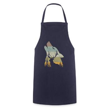 Wolf - Cooking Apron - navy - Front - AI Model Male 185 dark (185cm)