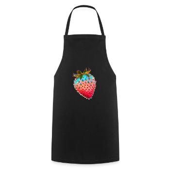 Strawberry,Red Strawberry,Water Drops,Glass - Cooking Apron - black - Front - AI Model Male 185 dark (185cm)