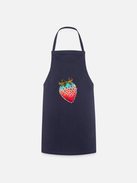 erdbeere,rote erdbeere,wassertropfen,glas - Kochschürze - Navy