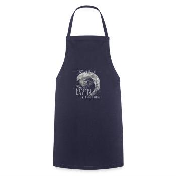 I Speak Raven And I Know Things! Gothic Raven Crow - Cooking Apron - navy - Front - AI Model Male 185 dark (185cm)