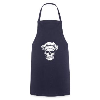 Koch Skull Skeleton Chef - Cooking Apron - navy - Front - AI Model Male 185 dark (185cm)