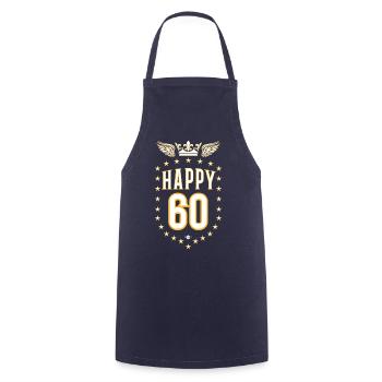 06 Happy 60 Crown Wings Star Birthday - Kochschürze - Navy - Vorne - AI Model Male 185 dark (185cm)