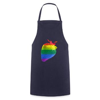Strawberry,colorful, popart, art,rainbow,LGBT - Cooking Apron - navy - Front - AI Model Male 185 dark (185cm)