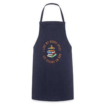 I Like My Books Spicy And My Coffee Icy Slogan - Cooking Apron - navy - Front - AI Model Male 185 dark (185cm)