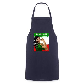 women life freedom,iran,free women, free iran,woman - Cooking Apron - navy - Front - AI Model Male 185 dark (185cm)