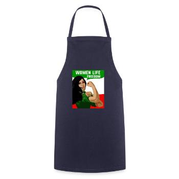 women life freedom,iran,free women, free iran,woman - Cooking Apron - navy - Front - AI Model Male 185 dark (185cm)