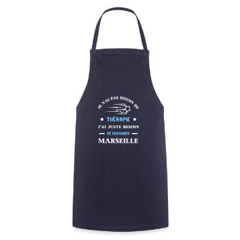 t shirt therapie marseille foot humour marseillais - Tablier de cuisine - marine - Devant - AI Model Male 185 dark (185cm)