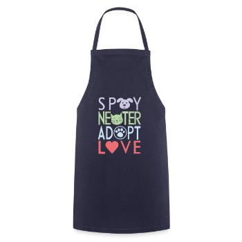 Spay, new, adopt, love - Cooking Apron - navy - Front - AI Model Male 185 dark (185cm)
