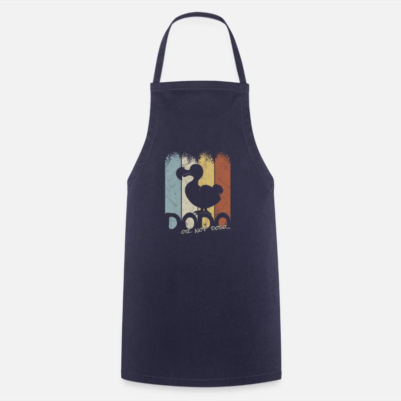 Retro Bird Dodo ou pas Silhouette Wordplay - Tablier de cuisine - marine