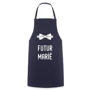 Enterrement de vie de garçon : futur marié EVG - Tablier de cuisine - marine - Devant - AI Model Male 185 dark (185cm)