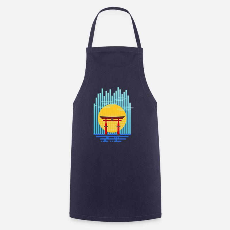 Torii (rayures) 01 - Tablier de cuisine - marine