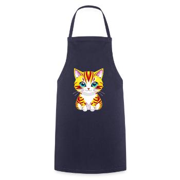 Entzückende Illustration einer blauäugigen Katze - Kochschürze - Navy - Vorne - AI Model Male 185 dark (185cm)