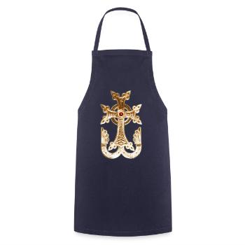 Armenian Cross / Armenian Cross Gold Metallic - Cooking Apron - navy - Front - AI Model Male 185 dark (185cm)
