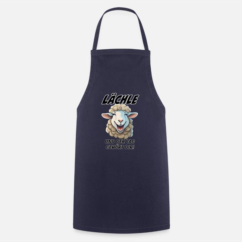 Lächle und der Tag gehört dir Schaf Schafe - Kochschürze - Navy