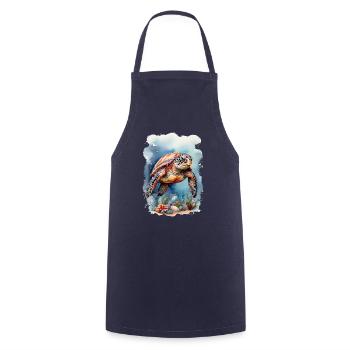 Sea's turtle under water - Cooking Apron - navy - Front - AI Model Male 185 dark (185cm)
