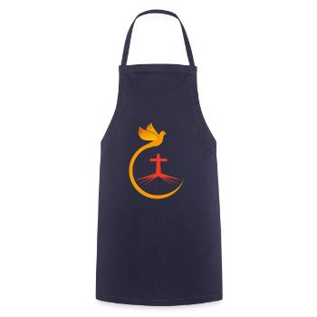 Eglise catholique Bible foi Jésus Dieu chrétiens - Tablier de cuisine - marine - Devant - AI Model Male 185 dark (185cm)