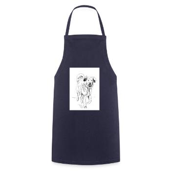 Illustration "Hund" - Kochschürze - Navy - Vorne - AI Model Male 185 dark (185cm)