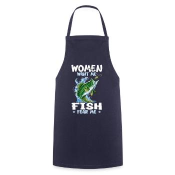 Frauen wollen mich, Fische, fürchten mich - Kochschürze - Navy - Vorne - AI Model Male 185 dark (185cm)