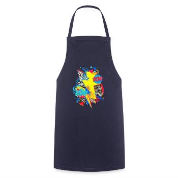 Blitz (Pop Art, BD) - Tablier de cuisine - marine - Devant - AI Model Male 185 dark (185cm)