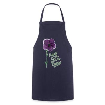 Blumenmotiv mit Handgeschriebenem Gruß - Kochschürze - Navy - Vorne - AI Model Male 185 dark (185cm)