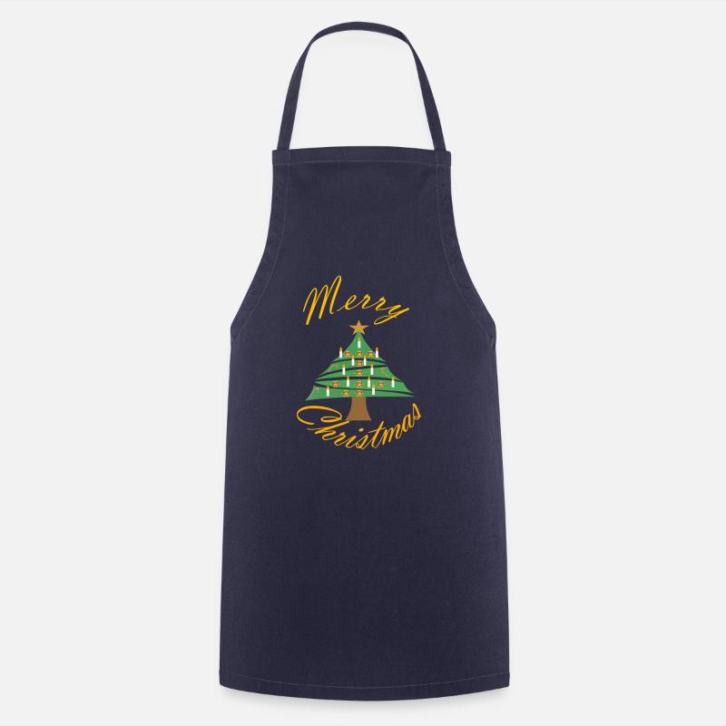 Weihnachtsbild mit Weihnachtsbaum - Kochschürze - Navy