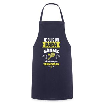 Papa génial & tennisman – idée fête des pères - Tablier de cuisine - marine - Devant - AI Model Male 185 dark (185cm)