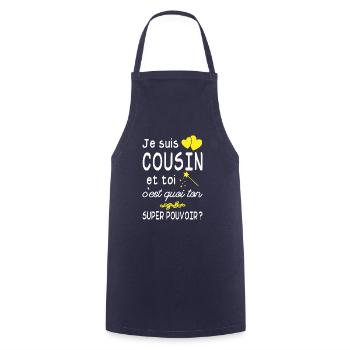 je suis cousin / super cousin / humour cousin - Tablier de cuisine - marine - Devant - AI Model Male 185 dark (185cm)