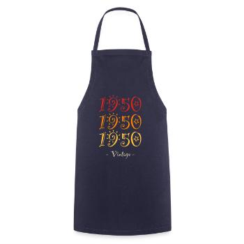 1950 vintage - Cooking Apron - navy - Front - AI Model Male 185 dark (185cm)