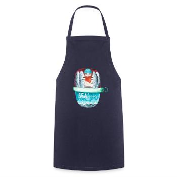 Sailor in the sardine can / Sea la vie - Cooking Apron - navy - Front - AI Model Male 185 dark (185cm)