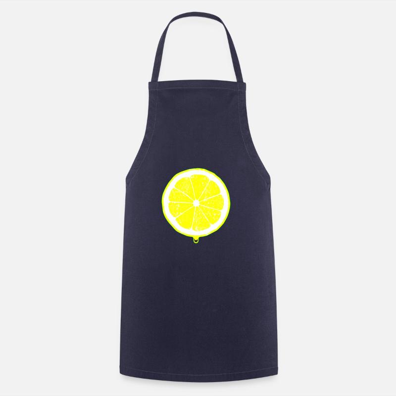 Zitrone mit Tropfen - Kochschürze - Navy