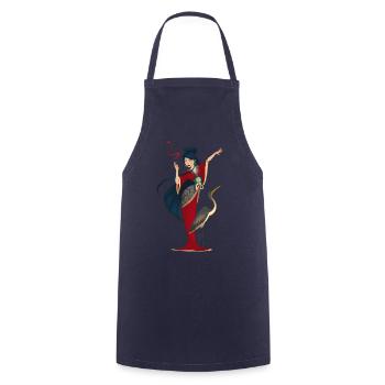 Femme sorcière asiatique avec Heron Asia - Tablier de cuisine - marine - Devant - AI Model Male 185 dark (185cm)