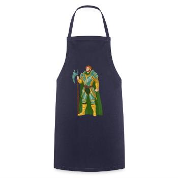 Warrior Red Hair Green Gold Knight Middle Ages - Cooking Apron - navy - Front - AI Model Male 185 dark (185cm)