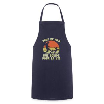 Father and Son Football Vintage Retro Dad Gift - Cooking Apron - navy - Front - AI Model Male 185 dark (185cm)