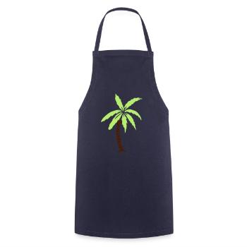 Palme - Sommer - Strand - Kochschürze - Navy - Vorne - AI Model Male 185 dark (185cm)