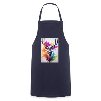 Deer skull colorful - Cooking Apron - navy - Front - AI Model Male 185 dark (185cm)