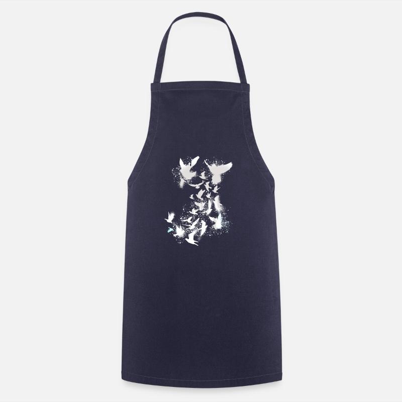 pigeons,deaf,birds,flocks of birds,white,graffiti, - Cooking Apron - navy