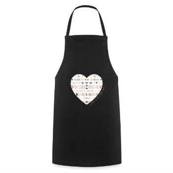 Boho Herz - Kochschürze - Schwarz - Vorne - AI Model Male 185 dark (185cm)