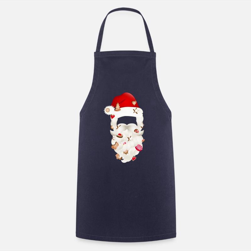 Santa Claus Bart gespickt mit Weihnachtsplätzchen - Kochschürze - Navy
