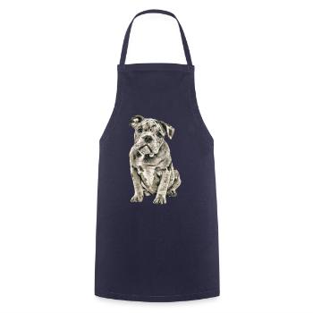 OLD ENGLISH BULLDOG Chien Chiens Bouledogue - Tablier de cuisine - marine - Devant - AI Model Male 185 dark (185cm)