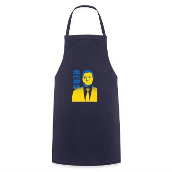 Hero. Ukraine, Zelensky, Zelinsky, Zelenskyi, - Cooking Apron - navy - Front - AI Model Male 185 dark (185cm)