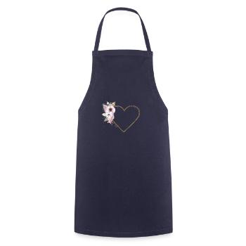 Herz Blumen personalisierbar - Kochschürze - Navy - Vorne - AI Model Male 185 dark (185cm)