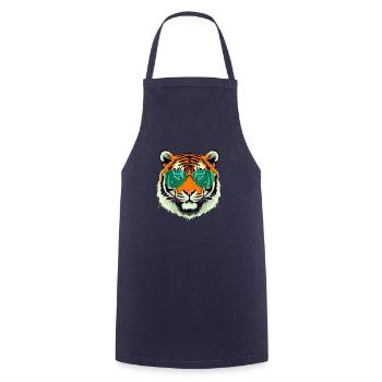 Tim le tigre à lunettes - Tablier de cuisine - marine - Devant - AI Model Male 185 dark (185cm)