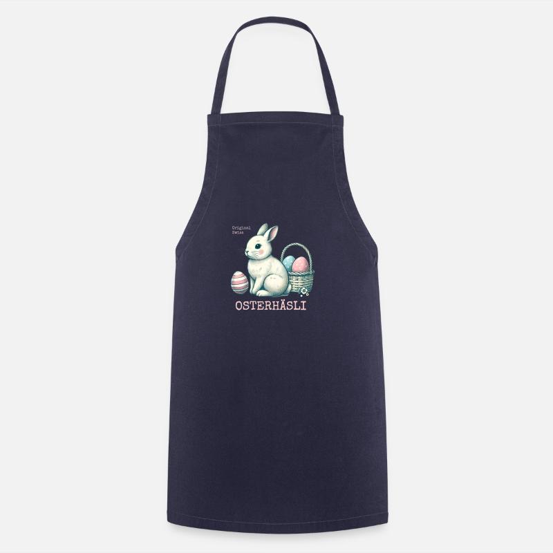🐰 Easter bunny – vintage Swiss Easter design - Cooking Apron - navy
