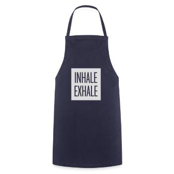 inhale exhale yoga quote - Cooking Apron - navy - Front - AI Model Male 185 dark (185cm)