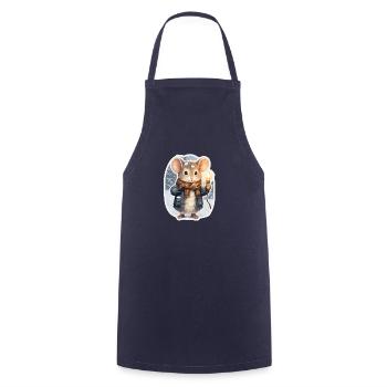 Souris moderne en hiver - Tablier de cuisine - marine - Devant - AI Model Male 185 dark (185cm)