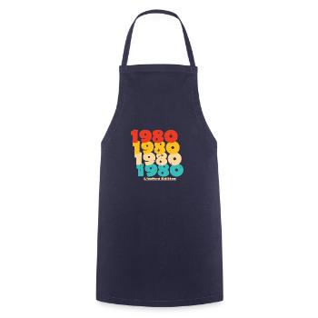 1980: Limited Edition - 44th Anniversary - Cooking Apron - navy - Front - AI Model Male 185 dark (185cm)